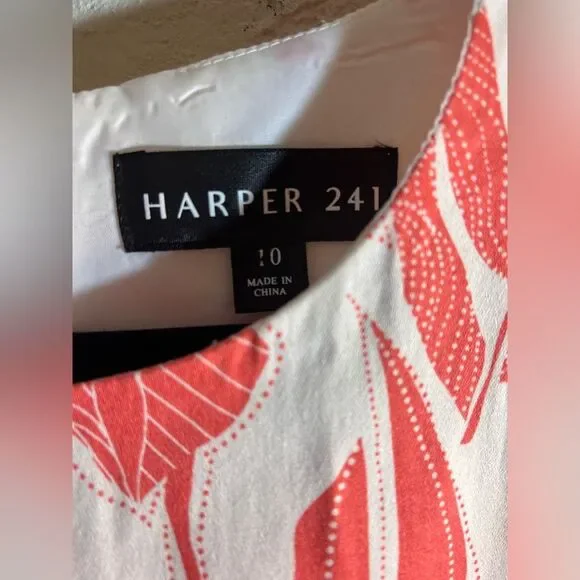 Floral Coral and White Dress Harper 241 tropical floral sheath classic summer - Picture 2 of 6